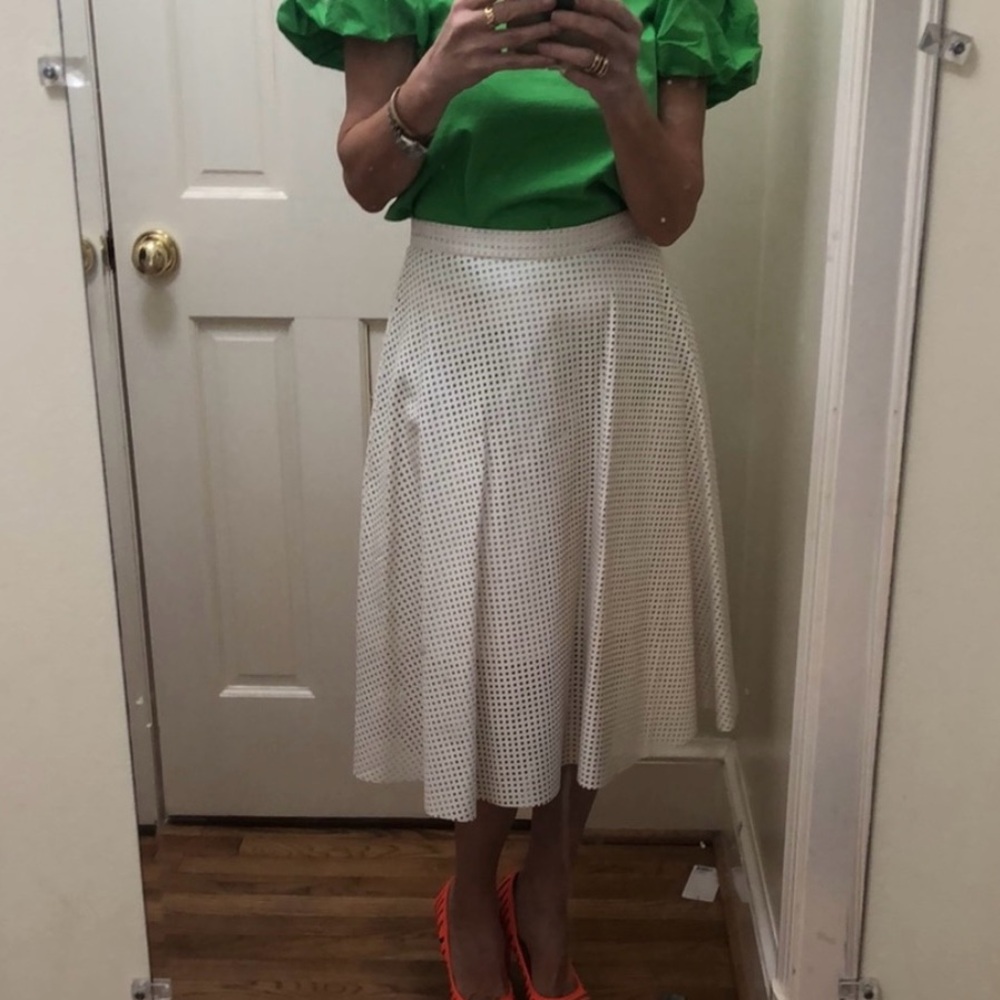 Cynthia Rowley Vegan  leather perforated midi skirt